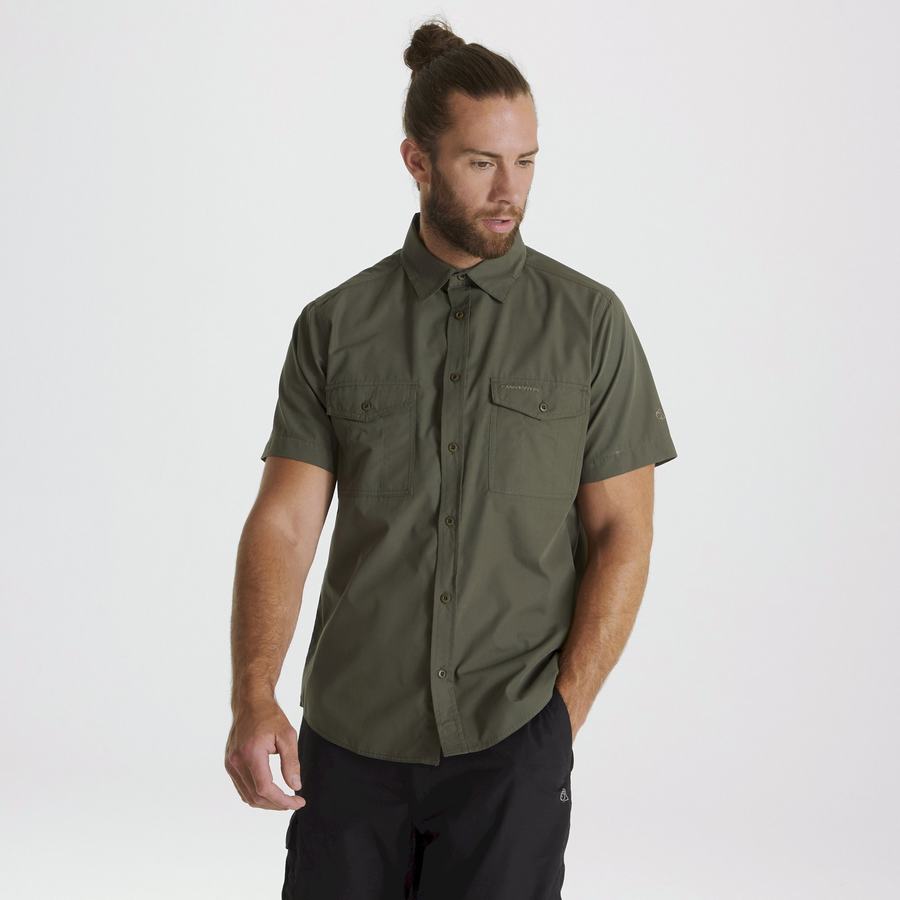 Camisas Craghoppers Kiwi Corta Sleeved Hombre Verdes Oscuro | VKT9470GW