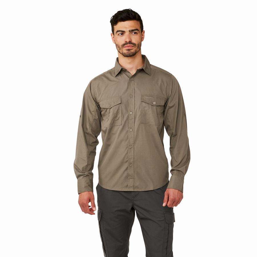 Camisas Craghoppers Kiwi Long-Sleeved Hombre Verdes | UYZ5587RC
