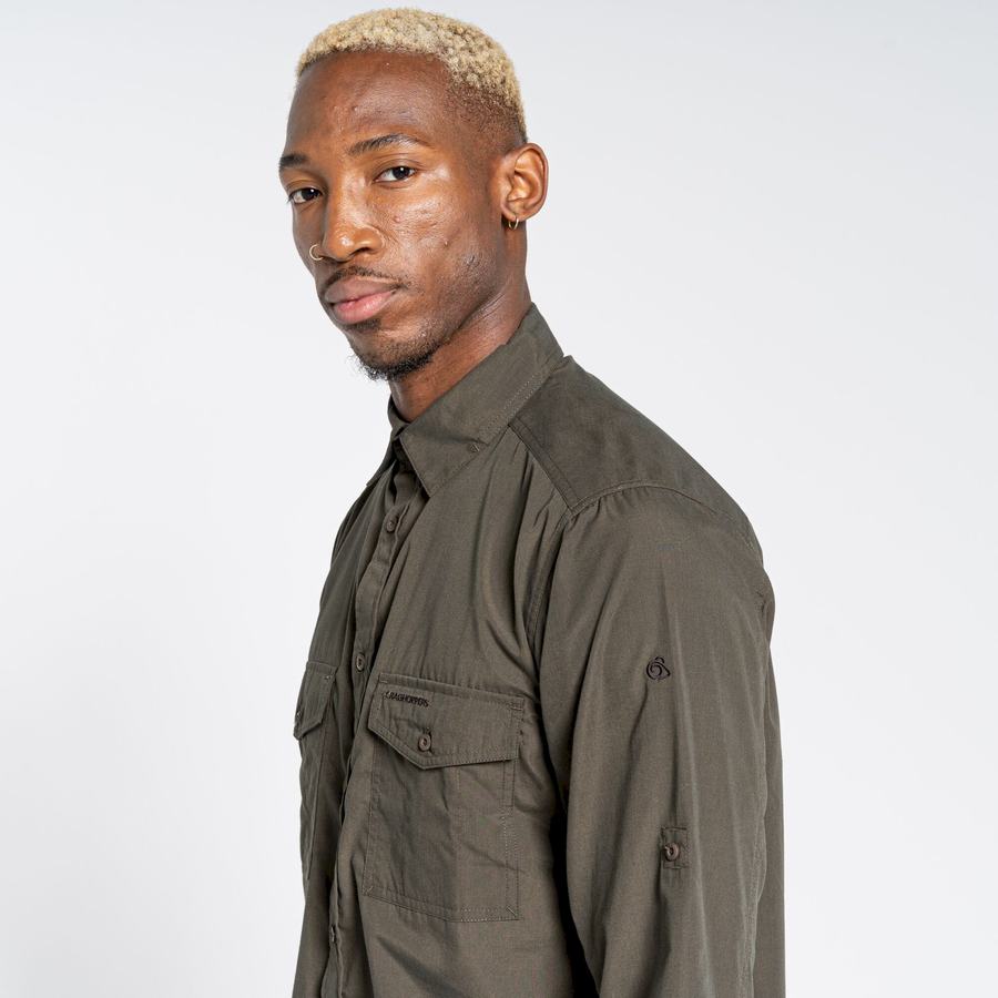 Camisas Craghoppers Kiwi Long Sleeved Hombre Verdes | WDD2177TH