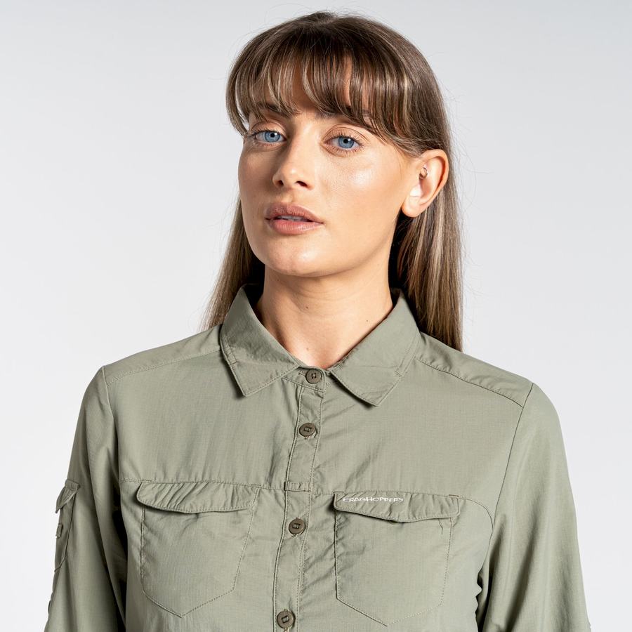 Camisas Craghoppers NosiLife Adventure II Long Sleeved Mujer Verdes Oscuro | SXO8866BB