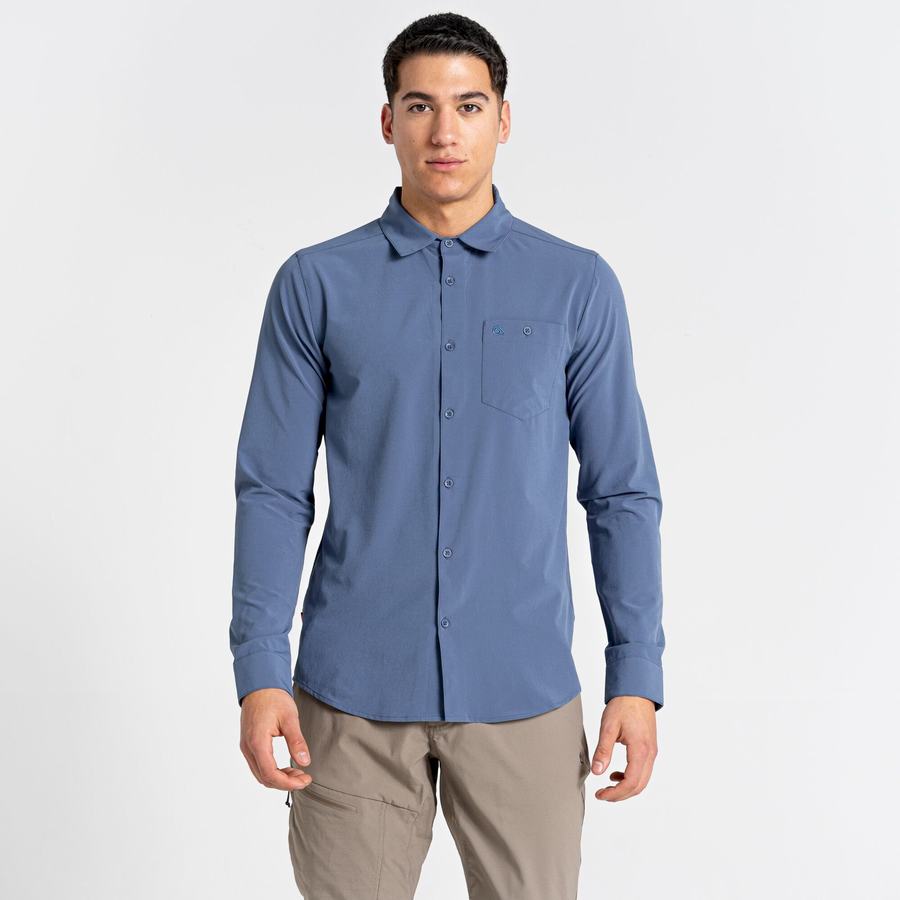 Camisas Craghoppers NosiLife Hedley Long Sleeved Hombre Azules | JUA5995WN