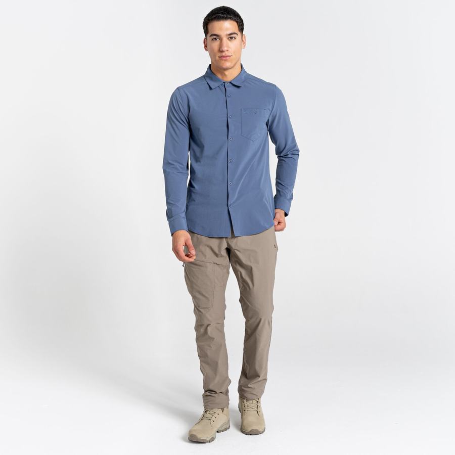 Camisas Craghoppers NosiLife Hedley Long Sleeved Hombre Azules | JUA5995WN