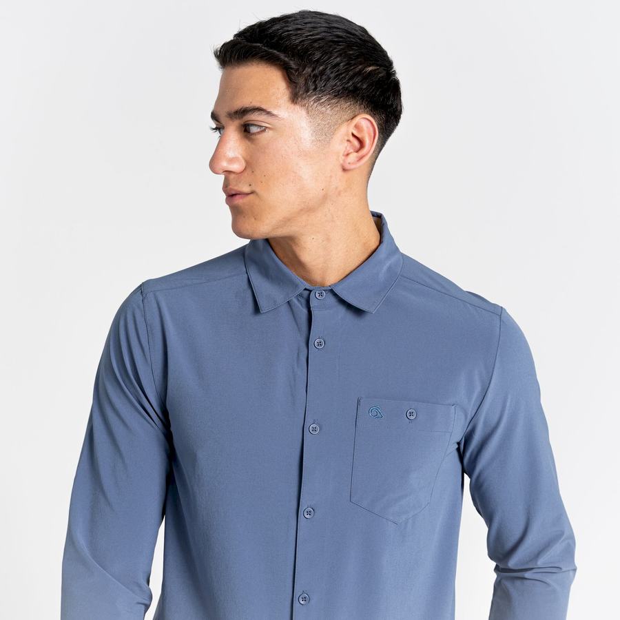 Camisas Craghoppers NosiLife Hedley Long Sleeved Hombre Azules | JUA5995WN