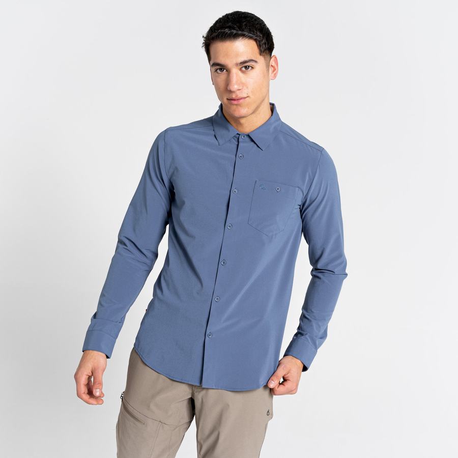 Camisas Craghoppers NosiLife Hedley Long Sleeved Hombre Azules | JUA5995WN