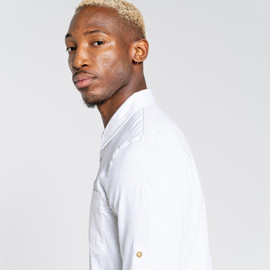 Camisas Craghoppers Nosibotanical Lagarto Long Sleeved Hombre Blancos | JVA10092OX