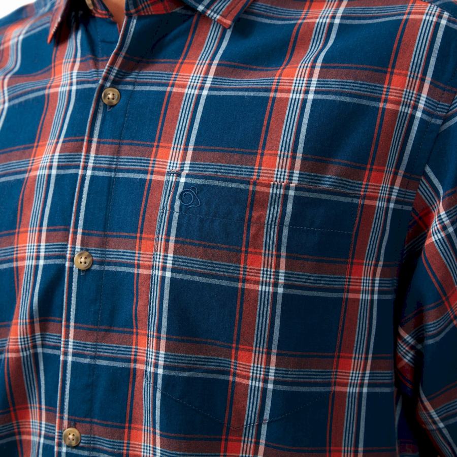 Camisas Craghoppers Rafie Corta Sleeved Check Hombre Azul Marino Azules | UBB8629PR
