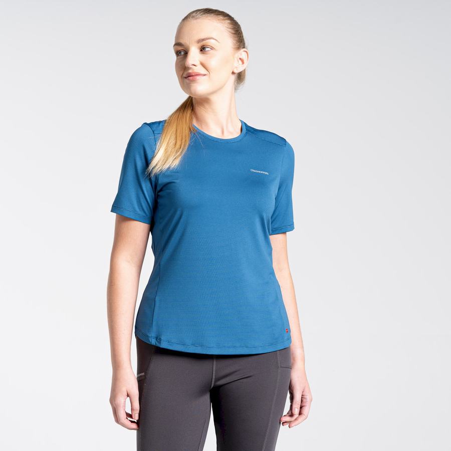 Camisetas Craghoppers Aliso Corta Sleeved Mujer Azules | ROV9743LB