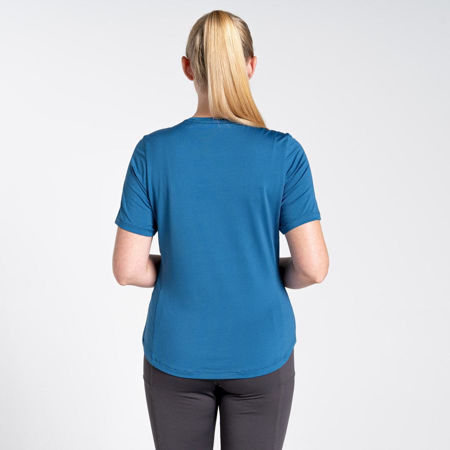 Camisetas Craghoppers Aliso Corta Sleeved Mujer Azules | ROV9743LB
