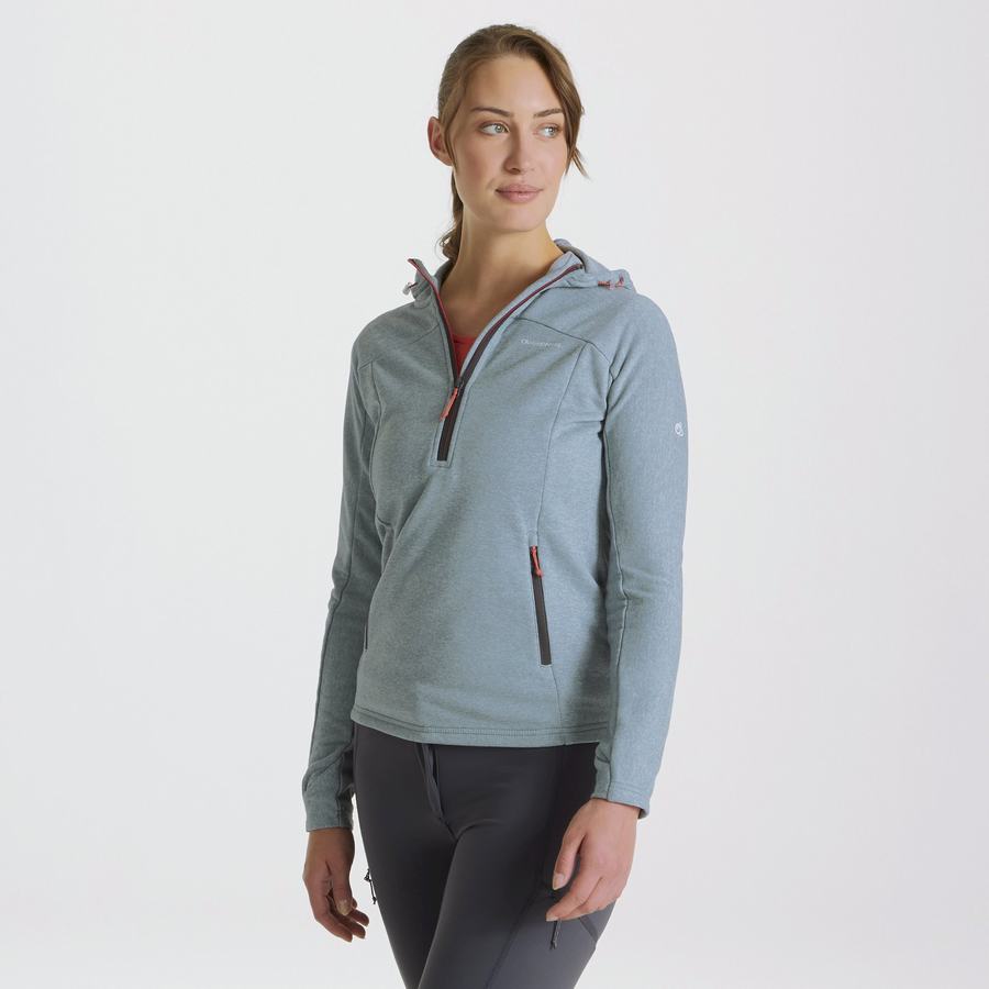 Camisetas Craghoppers Dynamic Encapuchado Half Zip Mujer Verdes Grises | GPJ1786CC