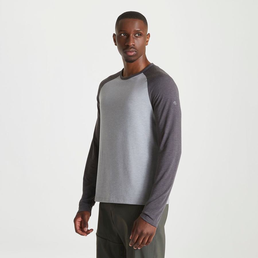 Camisetas Craghoppers First Layer Long-Sleeved Hombre Grises Negros | AJL1812PB