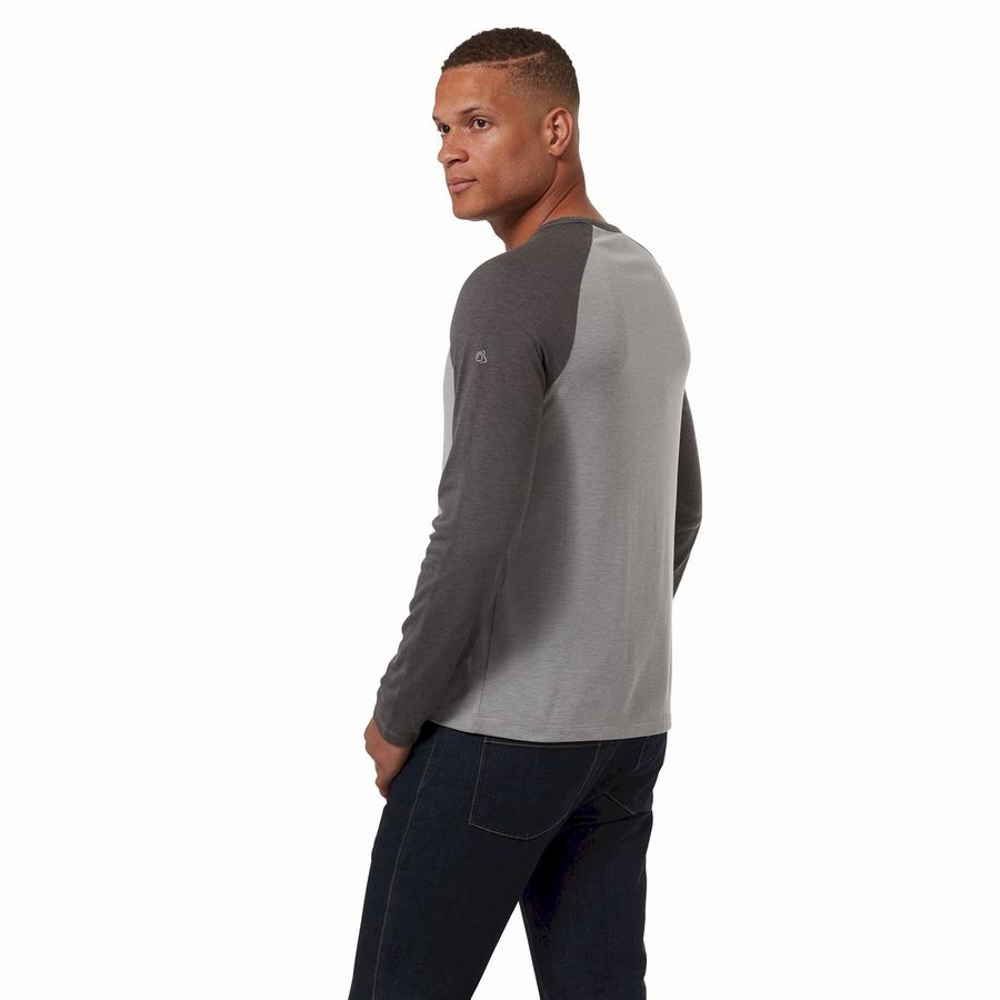 Camisetas Craghoppers First Layer Long-Sleeved Hombre Grises Negros | AJL1812PB