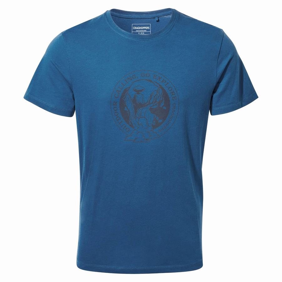 Camisetas Craghoppers Lugo Corta Sleeved Hombre Azul Marino Azules | GWF814LU
