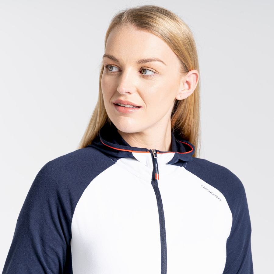 Camisetas Craghoppers NosiLife Milanta Encapuchado Mujer Azules Azul Marino Blancos | MHW3028TJ