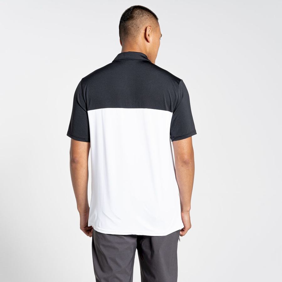 Camisetas Craghoppers NosiLife Pro Corta Sleeved Polo Hombre Negros Blancos | BYZ1256HB