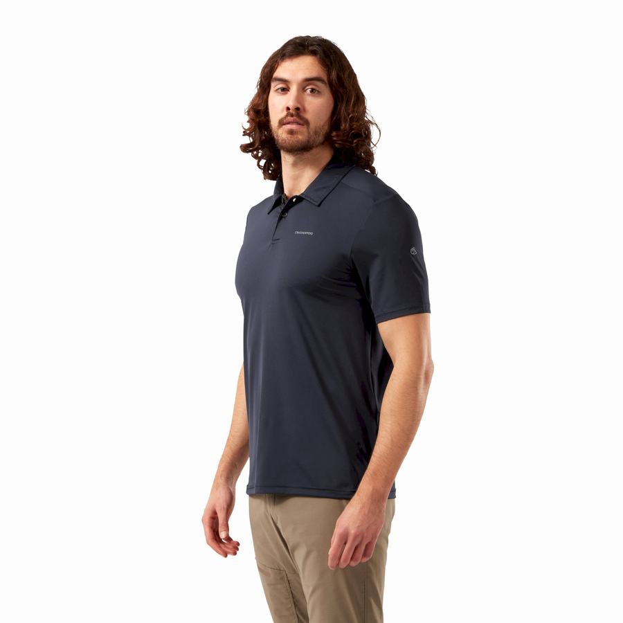 Camisetas Craghoppers NosiLife Pro Corta Sleeved Polo Hombre Azules Azul Marino | YWA7559CG
