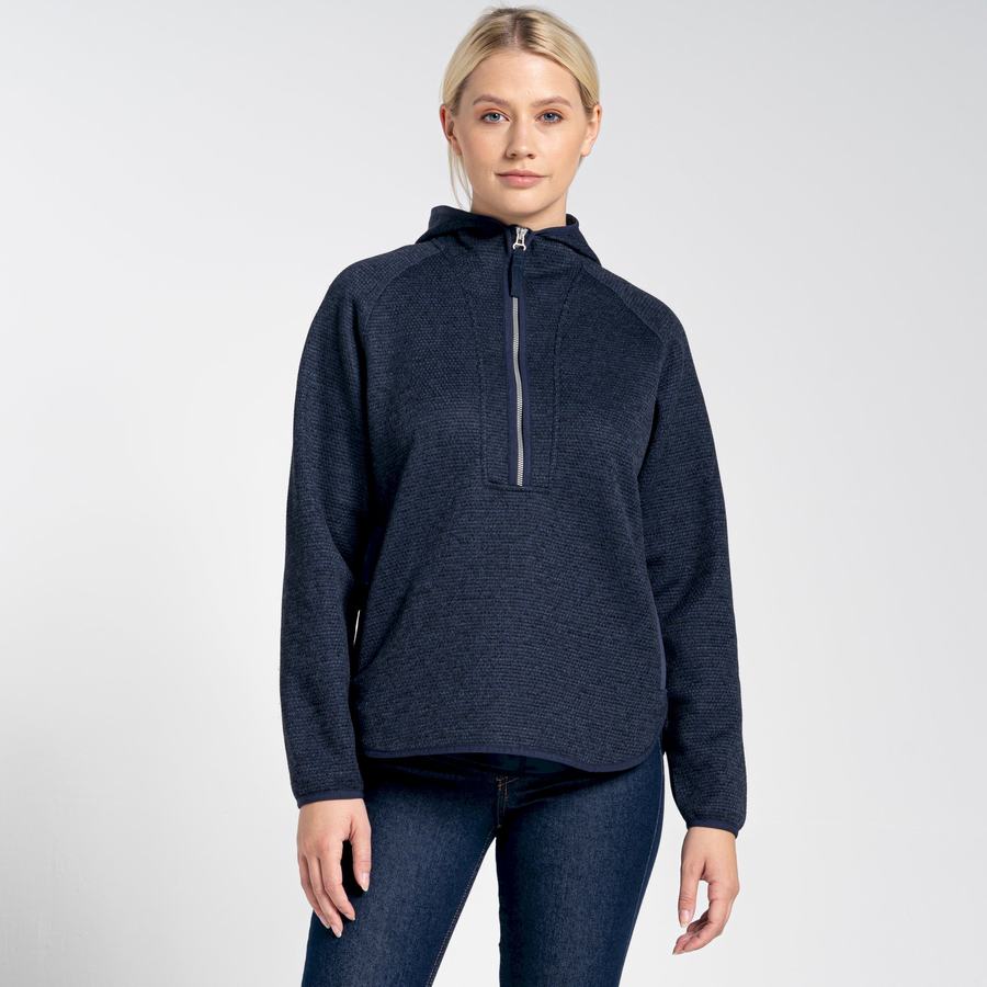 Jerséis Craghoppers Elena Encapuchado Half Zip Mujer Azules Azul Marino | NOI346PG